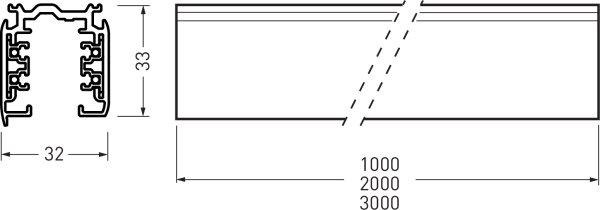 Stromschiene-HV weiß 3-Phasen XTS 4200-3 L 2.000mm Aufbau 