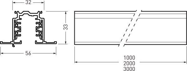 Stromschiene-HV weiß 3-Phasen XTSF 4300-3 L 3.000mm Einbau 