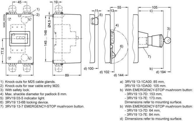 Aufbaugehäuse IP55 N E-Klemme 3RV1913-1CA00 