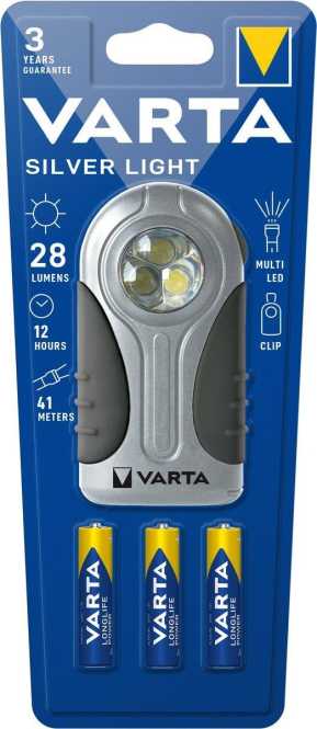 Taschenlampe LED Silver Light 3AAA 16647 m. Batt. 