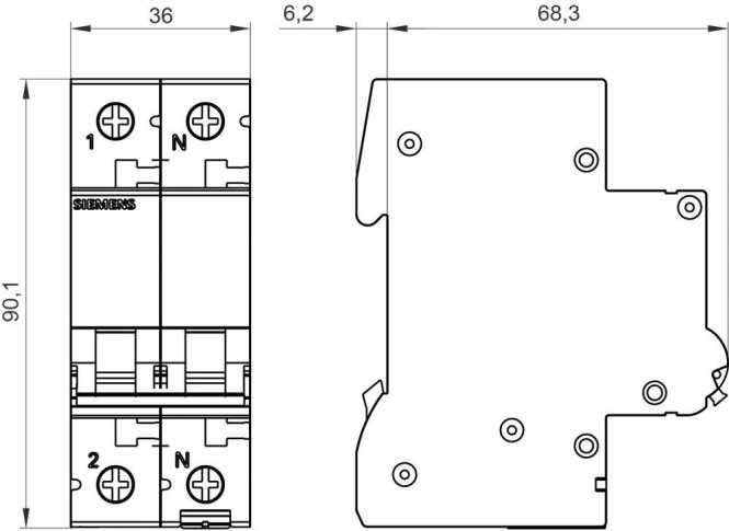 LS-Schutzschalter 2-polig 6kA B-Char 16A 2TE 