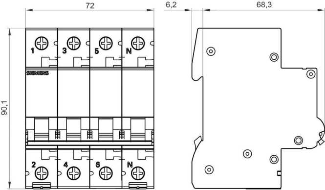 LS-Schutzschalter 4-polig 6kA /6kA C-Char 32A 4TE 