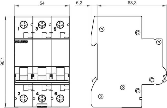 LS-Schutzschalter 3-polig 6kA /6kA C-Char 6A 3TE 
