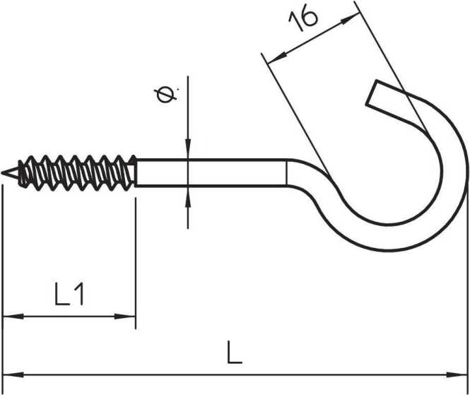 Deckenhaken mit Holzschraubengewinde 3,9x100mm St G 