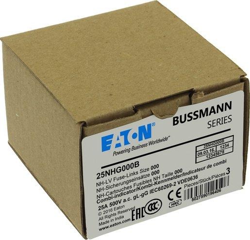 Sicherungseinsatz Niederspannung 25 A AC 500 V NH000 gL/gG IEC 