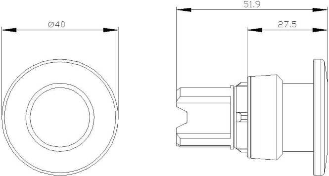 Pilz-Drucktaster 22mm rund KST sw 40mm tastend 