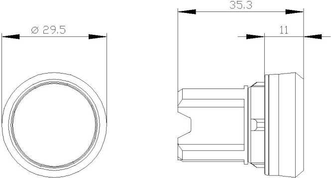 Drucktaster 22mm rund MET Hochglanz sw Druckknopf flach tastend 