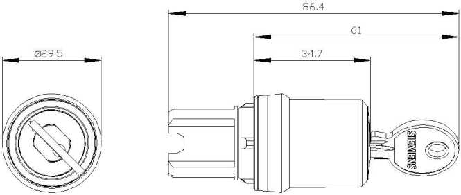 Schlüsselschalter Ces 22mm rund MET Schliess-Nr. Ssg10 2 Stellungen 