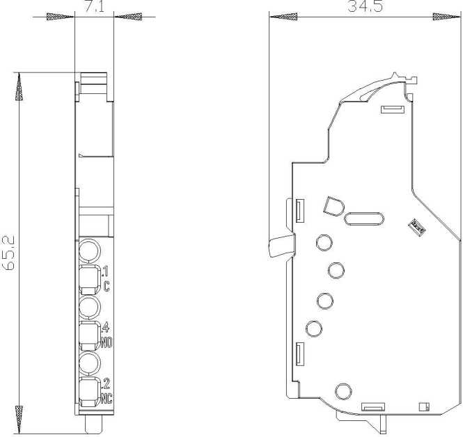 Hilfsschalter Wechslerkontakte Typ HQ (7mm) - für 3VA1 und 3VA20 Bis 3VA25 