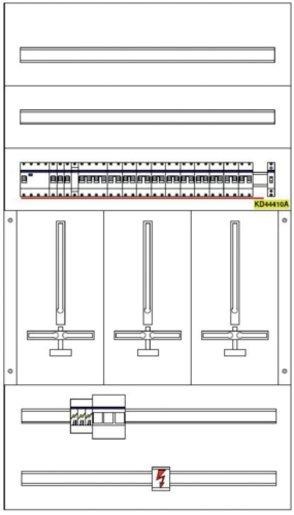 UP-Zählerverteiler Burgenland 3ZP/3NZR/SK1 IP40 bestückt und hauptverdrahtet 