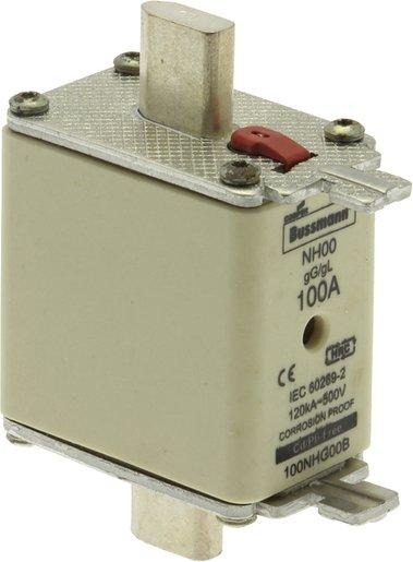 Sicherungseinsatz Niederspannung 100 A AC 500 V NH00 gL/gG IEC Doppelkennmelder 