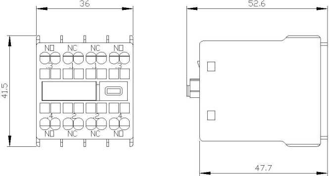 Hilfsschalterblock Front 2S+2Ö stromb.: 1S 1Ö 1Ö 1S 