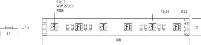 LED - Band RGBW 19,2W / m 60LED / m 24V IP65 5m 