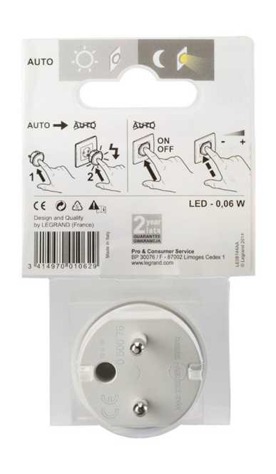 Nachtlicht Adapter dimmbar mit Helligkeitssensor LED 0,06W weiß 