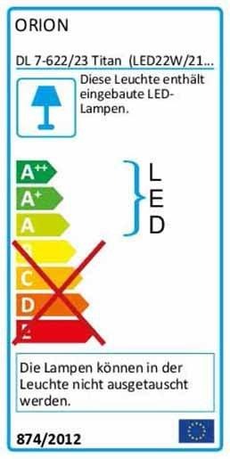 Deckenleuchte titan LED 22W 2100lm 3000K DM:23cm H:2,4cm 