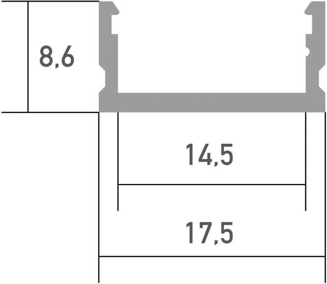 Aluminium LED Aufbauprofil R3 2m (bxh):17,5x8,6mm 