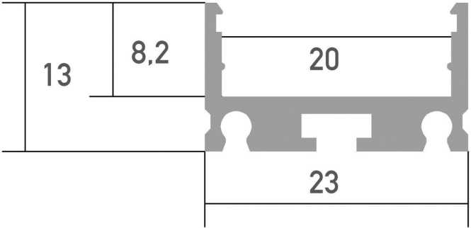 Aluminium LED Aufbauprofil R26 2m (bxh):23x13mm 