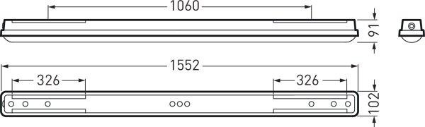 FR Wannenleuchte LED Oleveon Fit L 1500mm breitstrahlend 6000lm 840 EVG PC 