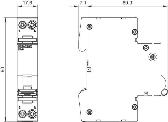 Brandschutzschalter-LS-Kombi 230V, 6kA, 1+N, B, 10A Kompakt (1TE) 