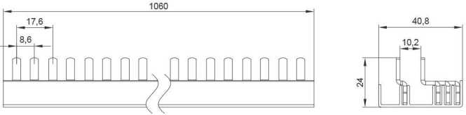 Stiftsammelschiene für Kompaktgeräte in 1TE - 10 mm², 3P+N Kompakt* 1000 mm 
