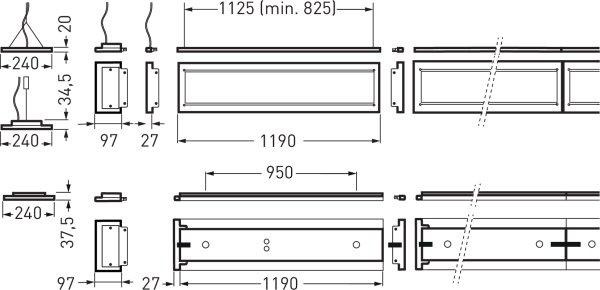 Modul-Hängeleuchte LED Luceo Slim 1190mm 4000lm 840 CDP DALI weiß ohne Zubehör 