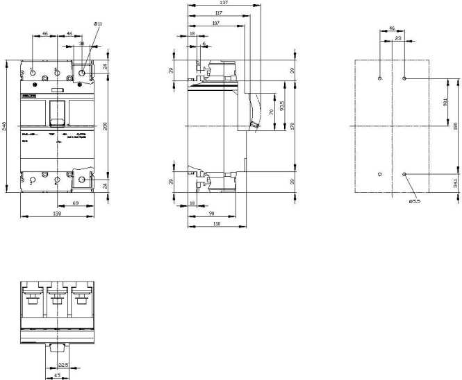 Lasttrennschalter 3VA1 IEC 400 3p In= 400 A ohne Überlast- Kurzschlussschutz 