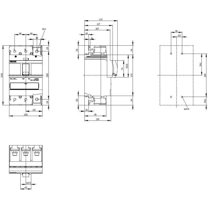 Leistungsschalter 3VA1 IEC 630 Frame 3p In= 630 A Icu= 36 kA - Anlagenschutz 