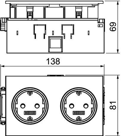 Kanalsteckdose SIGNA IN 2-fach Steckdose RAL 9010 