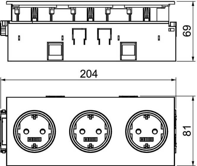 Kanalsteckdose SIGNA IN 3-fach Steckdose RAL 9010 