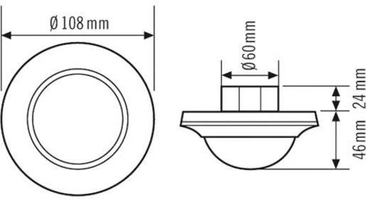UP Decken-Präsenzmelder 360° Ø 24m 2x Lichtkanal KNX weiß 