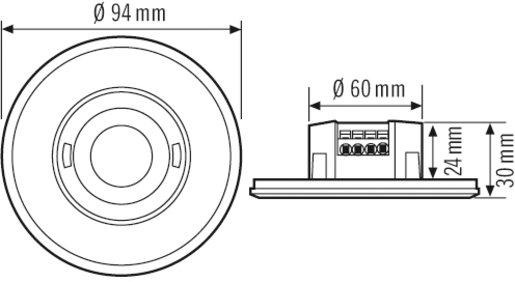 UP Decken-Präsenzmelder 360° Ø 8m flach fernbedienbar rund weiß 