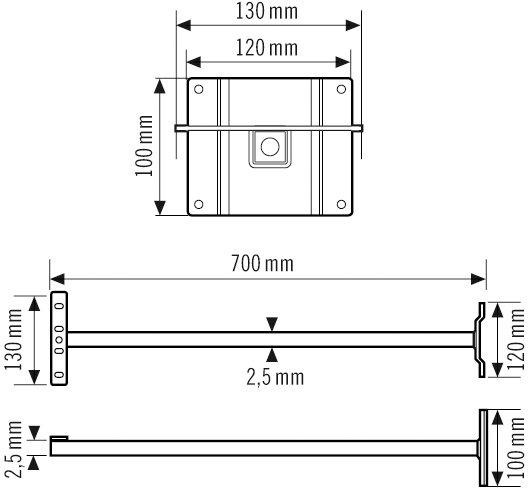 Wandausleger für Strahler, 700 mm, inklusive Adapter, schwarz FL WALL ARM 700 BK 