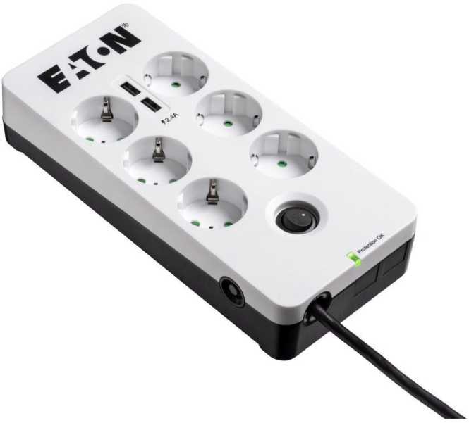 Protection Box 6 DIN 10A Input Schuko Output 6 Schuko 2 USB 