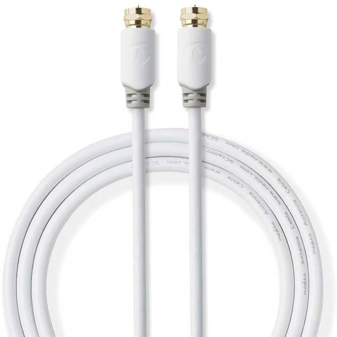 Satelliten- und Antennenkabel F-Stecker an F-Stecker 3,0 m Weiß 