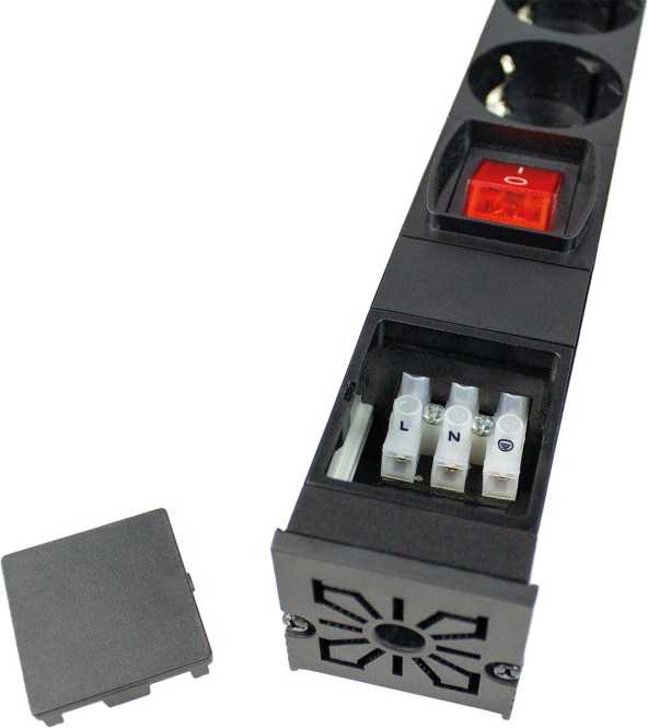 19 Zoll Alu-Steckdosenleiste 7-fach schwarz/silber OHNE Kabel 