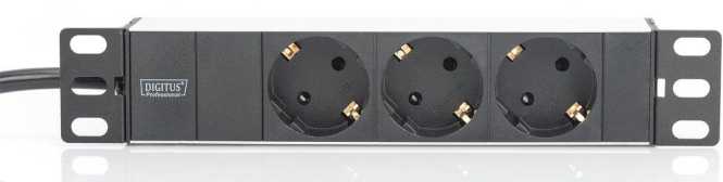 DIGITUS Steckdosenleiste mit Aluminiumprofil 3-fach Schutzkontaktsteckdose 2m 