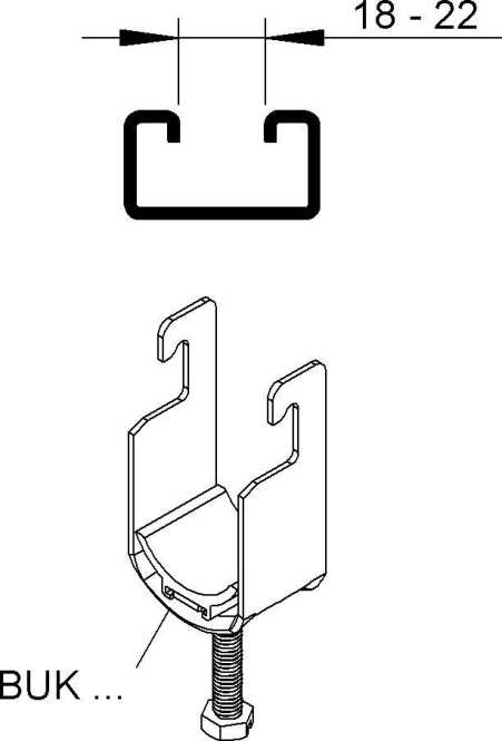 Universal-Bügelschelle für 1 Kabel Ø 52-58 mm Schlitzweite 18-22 mm 