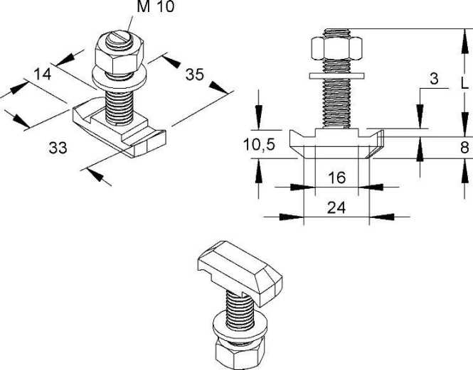 Hakenkopfschraube M10 Länge 30 mm Kopfbreite 14mm Kopflänge 33,7mm Stahl 