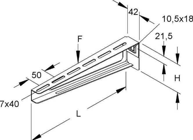 Hängestiel- und Wandausleger mittelschwer 82x320 mm 1,5 kN Stahl 