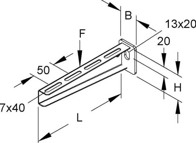 Hängestiel- und Wandausleger standard 75x410 mm 2,5 kN Stahl 