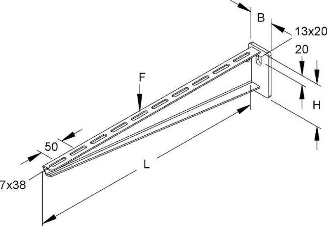 Hängestiel- und Wandausleger, standard 90x510 mm 2,5 kN Stahl 