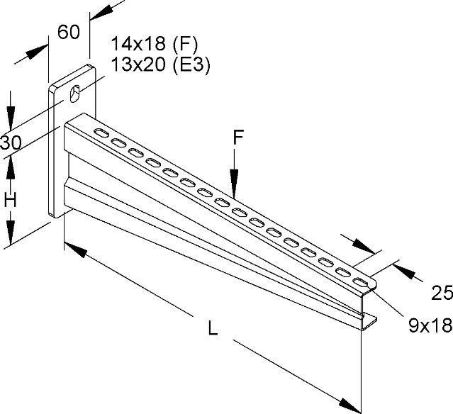 Hängestiel- und Wandausleger schwer 113x330 mm 5,0 kN Stahl 