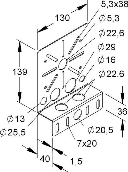 Montageplatte Stahl bandverzinkt DIN EN 10346 inkl. Zubehör 