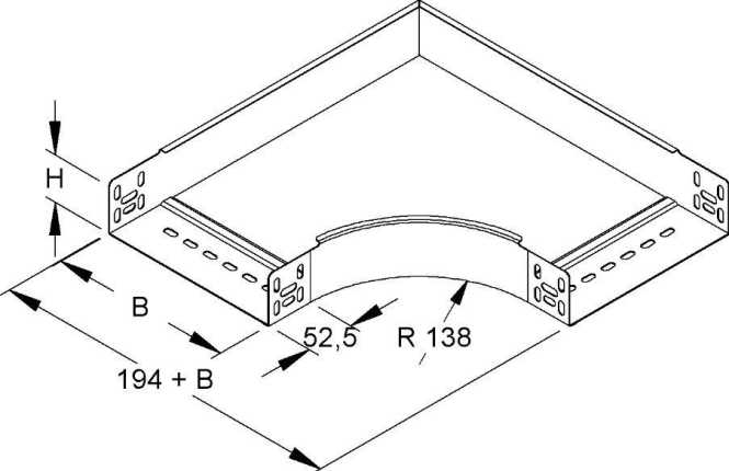 Bogen 90° für KR 60x402 mm mit ungelochten Seitenholmen Stahl bandverzinkt 