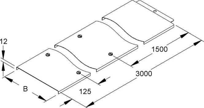 Deckel für KR/-leiter m. Stoßleiste 202x3000 mm t=0,75mm Stahl bandverzinkt 