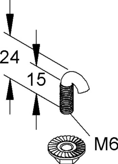 Hakenschraube Gewinde M6 mit verzahnter Flanschmutter Ø 17 mm Stahl 