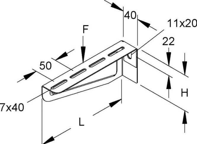 Hängestiel- und Wandausleger mittelschwer 60x110 mm 1,2 kN Edelstahl 