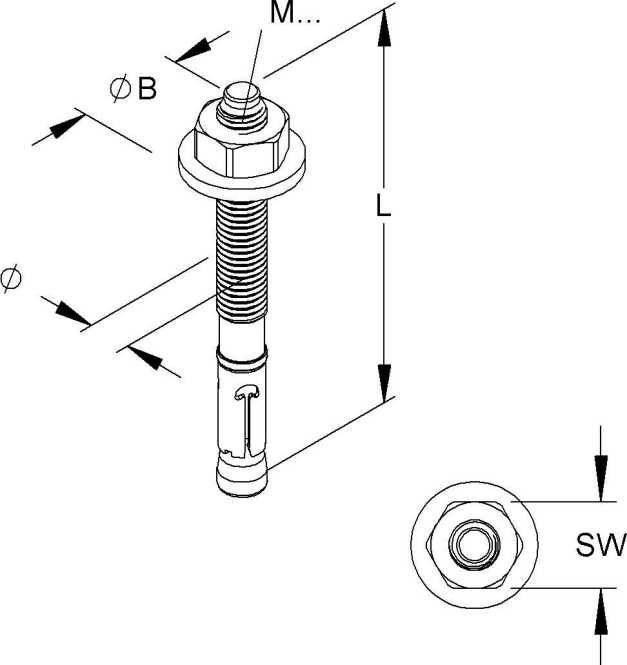 Durchsteckanker große U-Scheibe Gewinde M10 max. Nutzlänge 10 mm Stahl 