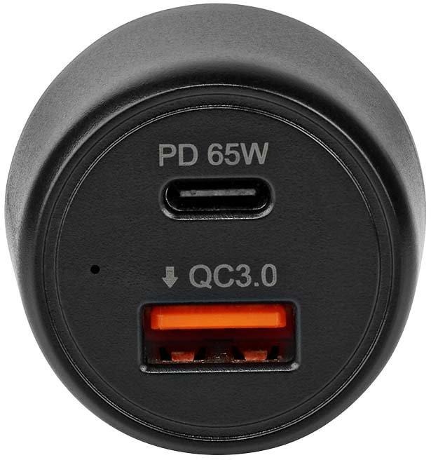 KFZ Ladegerät 2 Ausgänge 1xUSB A 1xUSB C 3,25A 65W automatische Spannungswahl 