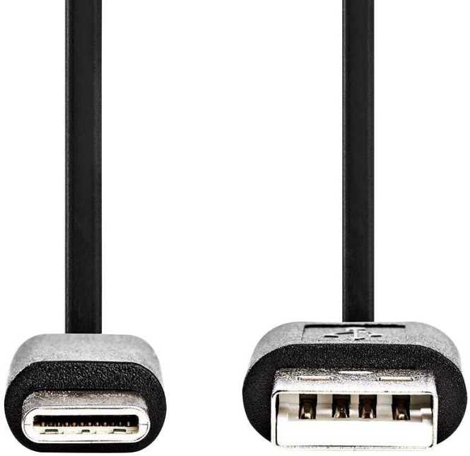 USB Kabel A-Stecker auf USB-C 60 W 480 Mbps vernickelt 1 m schwarz 